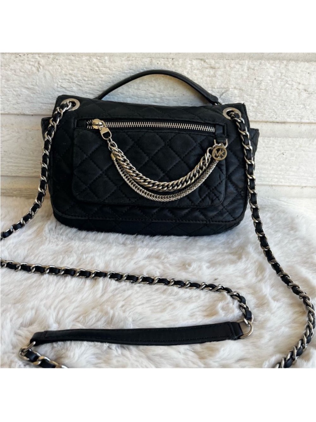Michael Kors Black Flap Cheyenne Jet Set Astor Crossbody Chain Shoulder Bag